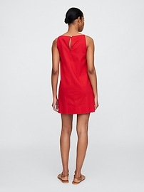 Linen-Blend Apron Mini Dress