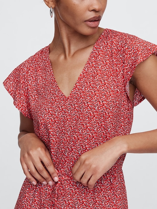 Image number 3 showing, Flutter Sleeve Tie-Waist Mini Dress