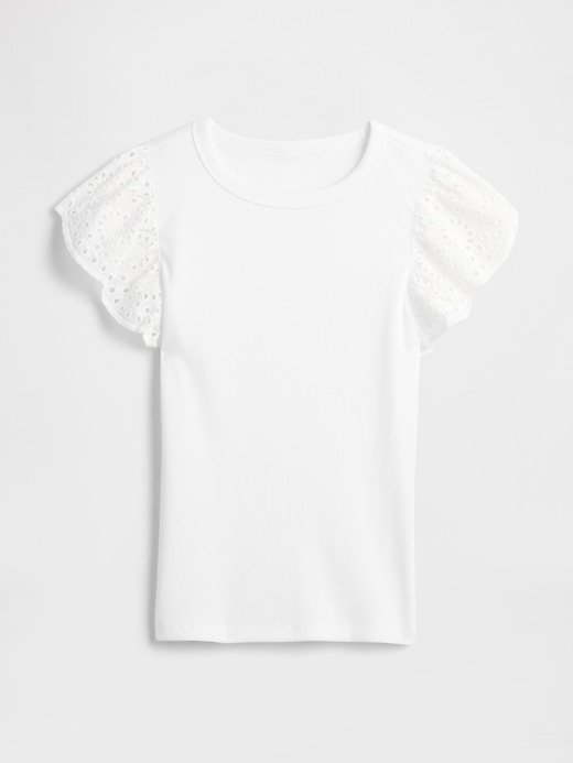 Image number 5 showing, Ribbed Eyelet Flutter Sleeve T-Shirt