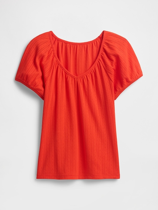 Image number 5 showing, Pointelle Puff Sleeve Top
