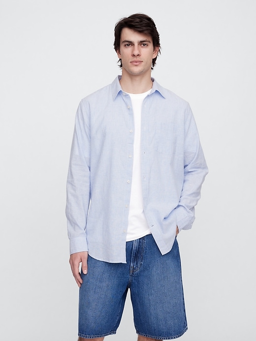 Image number 1 showing, Linen-Blend Shirt in Standard Fit