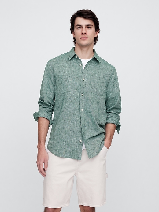 Image number 1 showing, Linen-Blend Shirt in Standard Fit