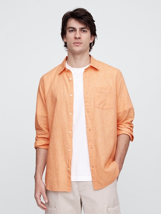 Image number 1 showing, Linen-Blend Shirt in Standard Fit