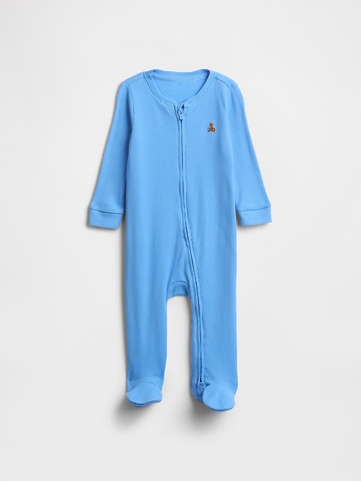 Image number 1 showing, Baby Ribbed Two-Way Zip One-Piece