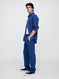 Straight Linen-Blend Pants