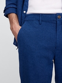 Straight Linen-Blend Pants