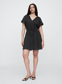 Gauze Splitneck Midi Dress