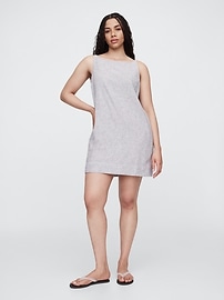 Linen-Blend Apron Mini Dress