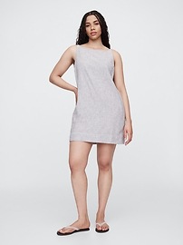Linen-Blend Apron Mini Dress