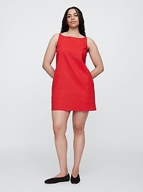 Linen-Blend Apron Mini Dress