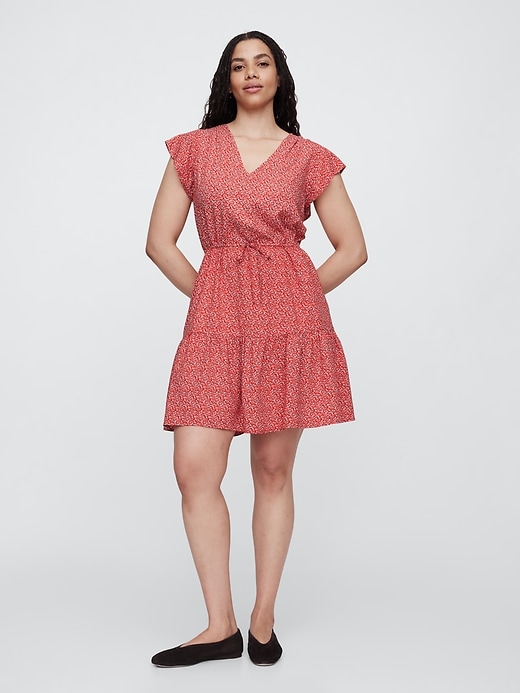 Image number 4 showing, Flutter Sleeve Tie-Waist Mini Dress