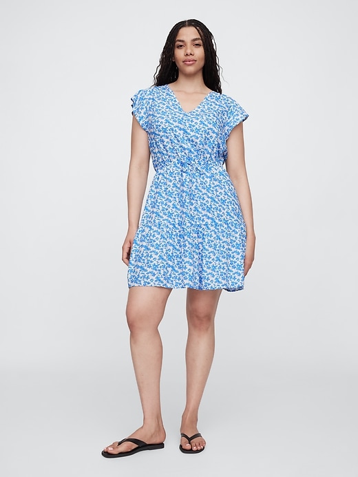 Image number 4 showing, Flutter Sleeve Tie-Waist Mini Dress