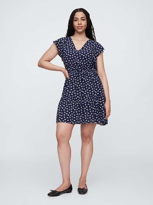 Image number 4 showing, Flutter Sleeve Tie-Waist Mini Dress