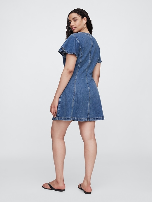 Image number 5 showing, Denim Flutter Sleeve Mini Dress