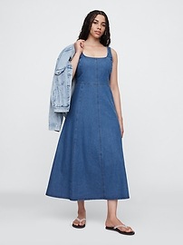 Denim Squareneck Midi Dress