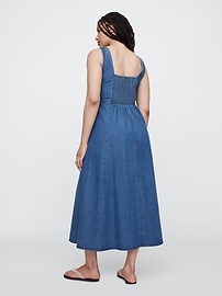 Denim Squareneck Midi Dress