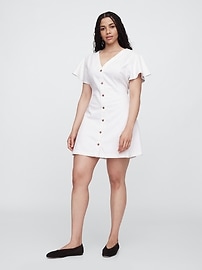 Denim Flutter Sleeve Mini Dress