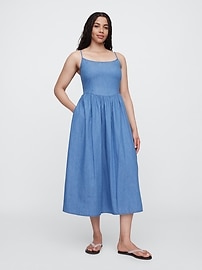 Denim Scoopneck Midi Dress