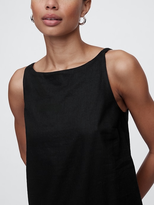 Image number 3 showing, Linen-Blend Apron Mini Dress