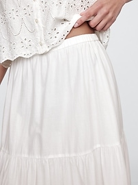 Tiered Eyelet Midi Skirt