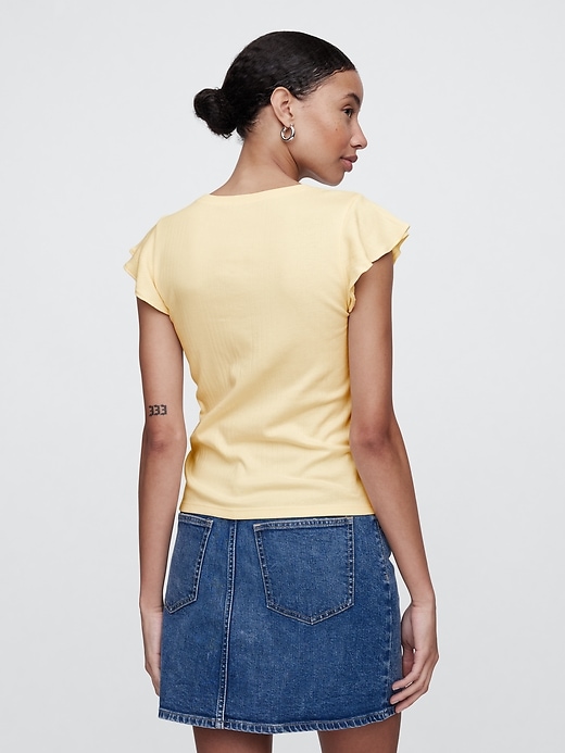 Image number 2 showing, Ribbed Flutter Sleeve T-Shirt