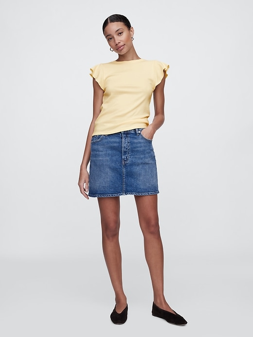 Image number 3 showing, Ribbed Flutter Sleeve T-Shirt