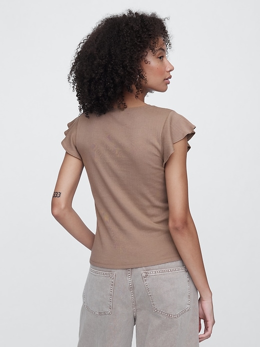 Image number 2 showing, Ribbed Flutter Sleeve T-Shirt