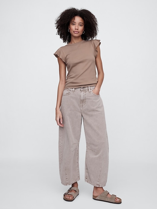 Image number 3 showing, Ribbed Flutter Sleeve T-Shirt