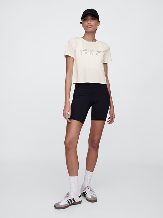 Image number 3 showing, GapFit Brushed Jersey Cropped T-Shirt