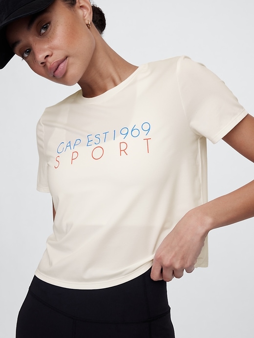 Image number 4 showing, GapFit Brushed Jersey Cropped T-Shirt