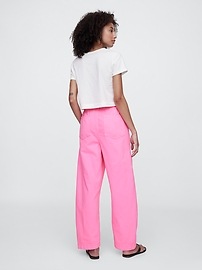 Mid Rise Pull-On Utility Barrel Jeans