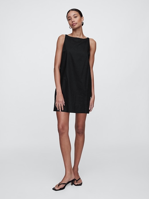 Image number 1 showing, Linen-Blend Apron Mini Dress