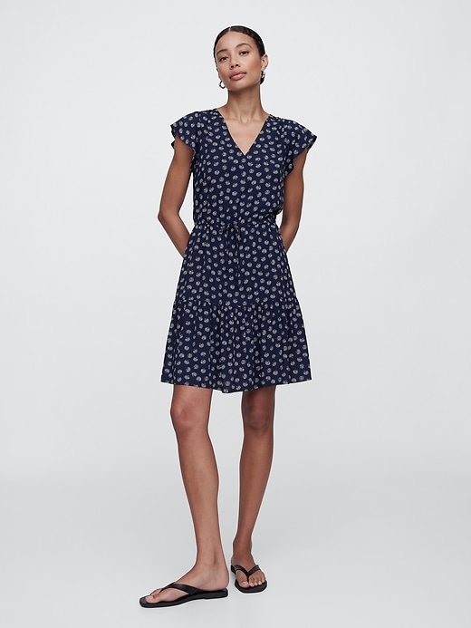 Image number 1 showing, Flutter Sleeve Tie-Waist Mini Dress
