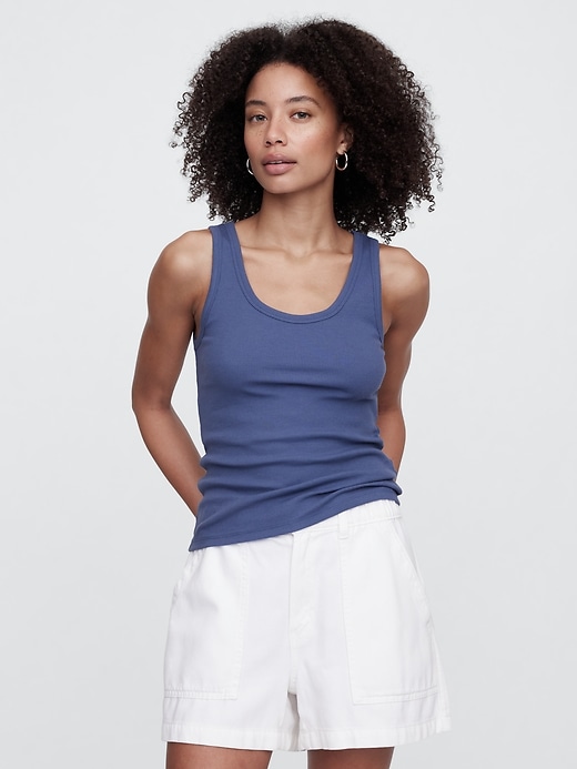 Image number 1 showing, Ribbed Scoopneck Tank Top