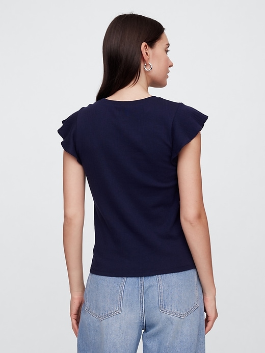 Image number 2 showing, Ribbed Flutter Sleeve T-Shirt