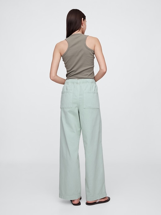 Image number 4 showing, High Rise Pull-On Wide-Leg Utility Jeans