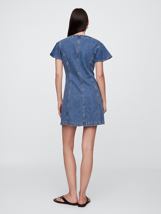 Image number 2 showing, Denim Flutter Sleeve Mini Dress
