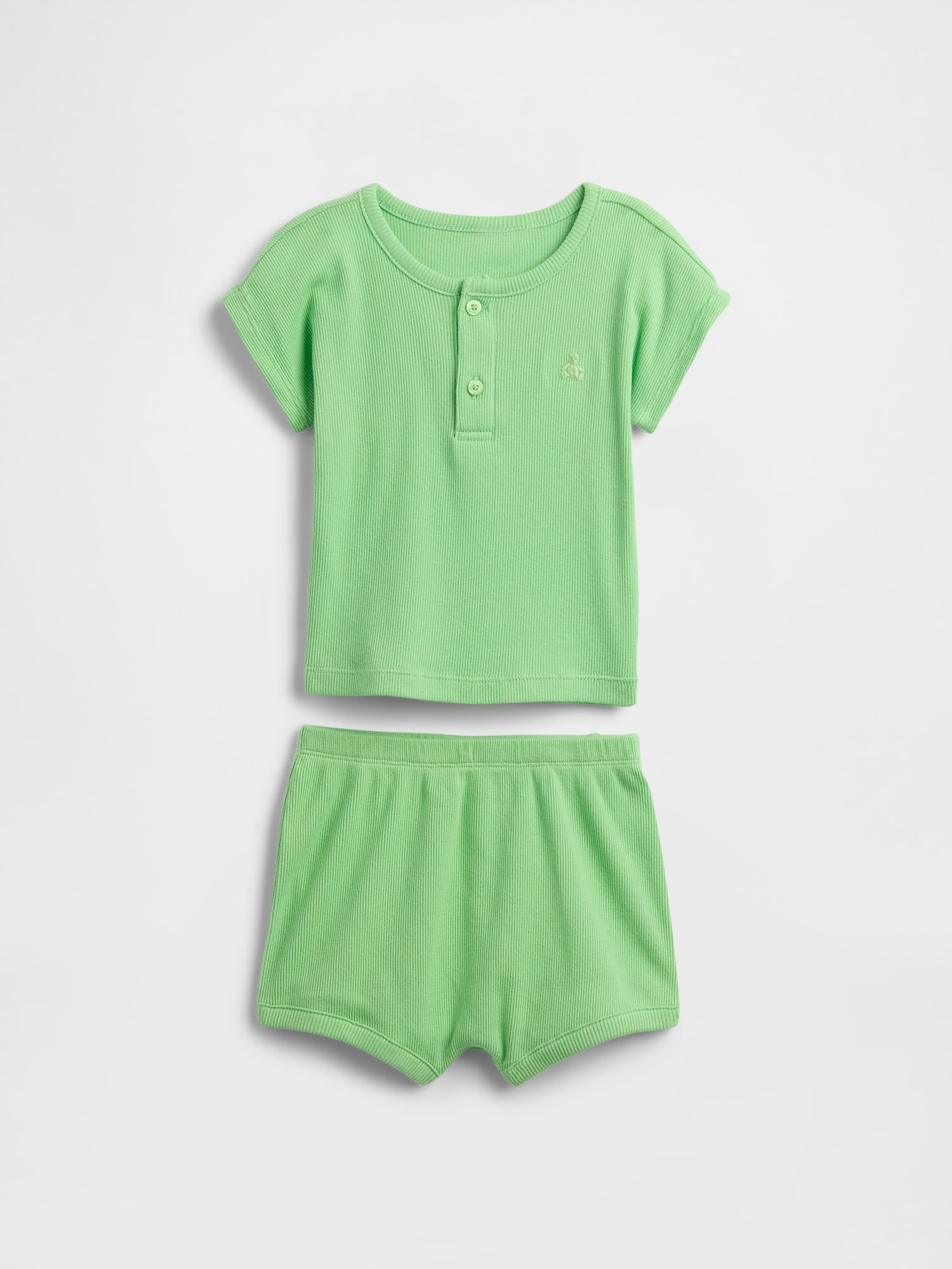 Baby Ribbed Henley Two-Piece Outfit Set