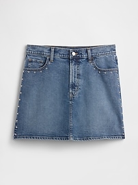 High Rise Studded Denim Mini Skirt