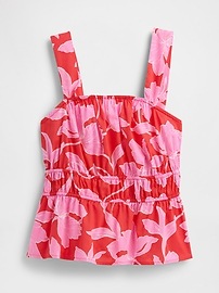 Smocked Cropped Squareneck Top