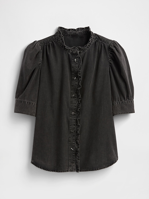 Image number 5 showing, Puff Sleeve Denim Shirt