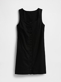 Linen-Blend Button-Front Mini Dress
