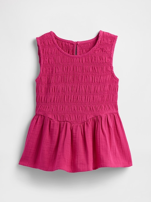 Image number 1 showing, Kids Smocked Gauze Peplum Top