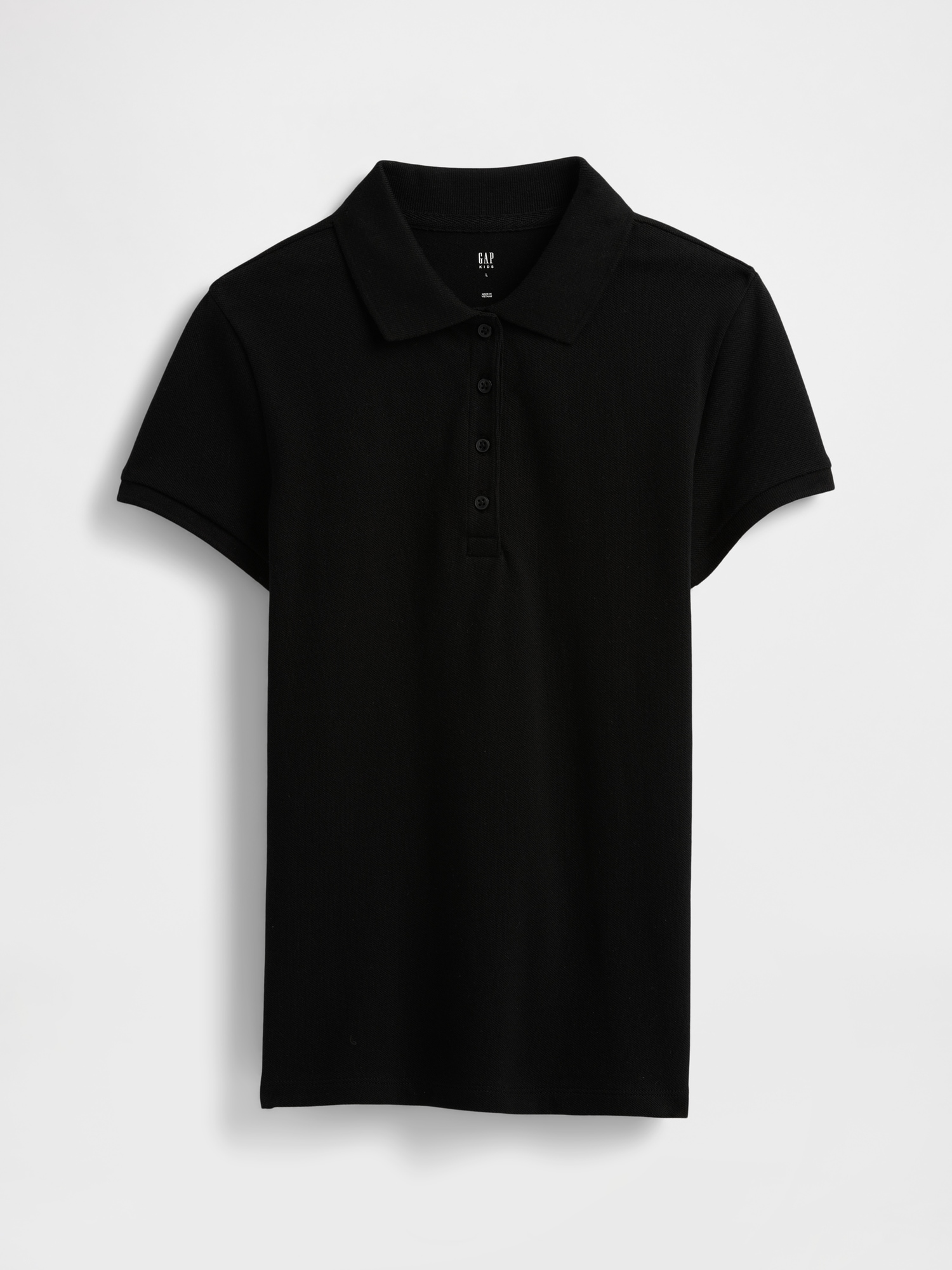 Kids Uniform Stretch Pique Polo Shirt - Black