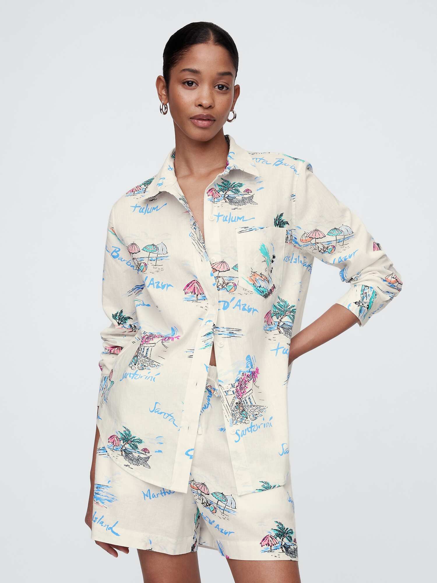 Linen-Blend Easy Shirt