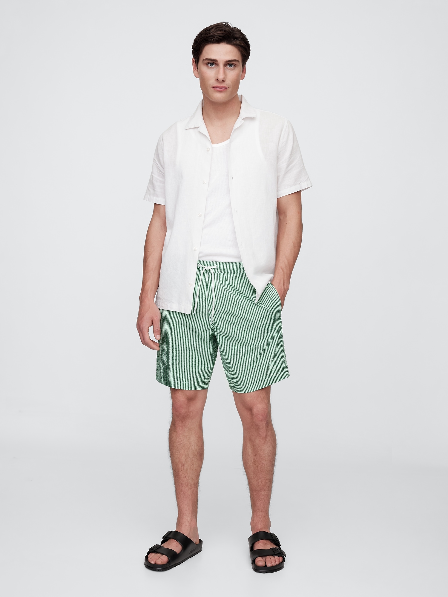 6" Relaxed Seersucker Swim Trunks