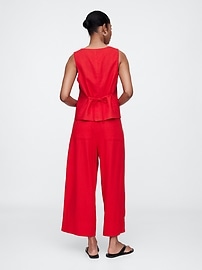 Relaxed Linen-Blend Pull-On Crop Pants