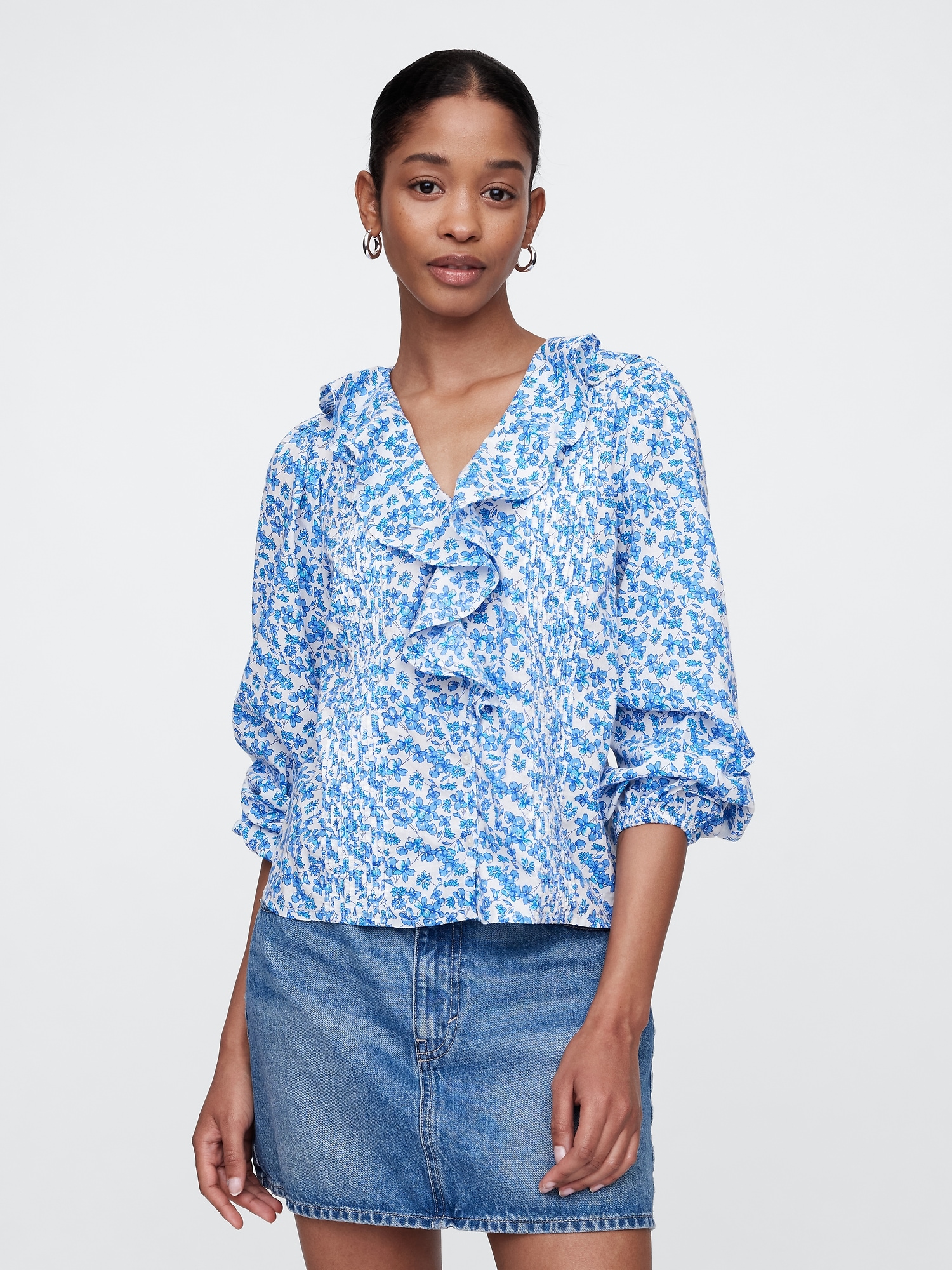 Relaxed Gauze Ruffle Top