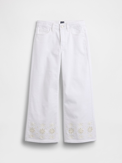 Kids High Rise Wide-Leg Ankle Jeans
