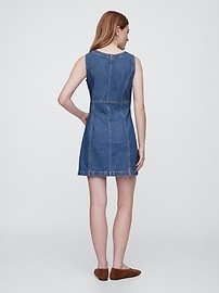 Scoopneck Button-Front Mini Dress